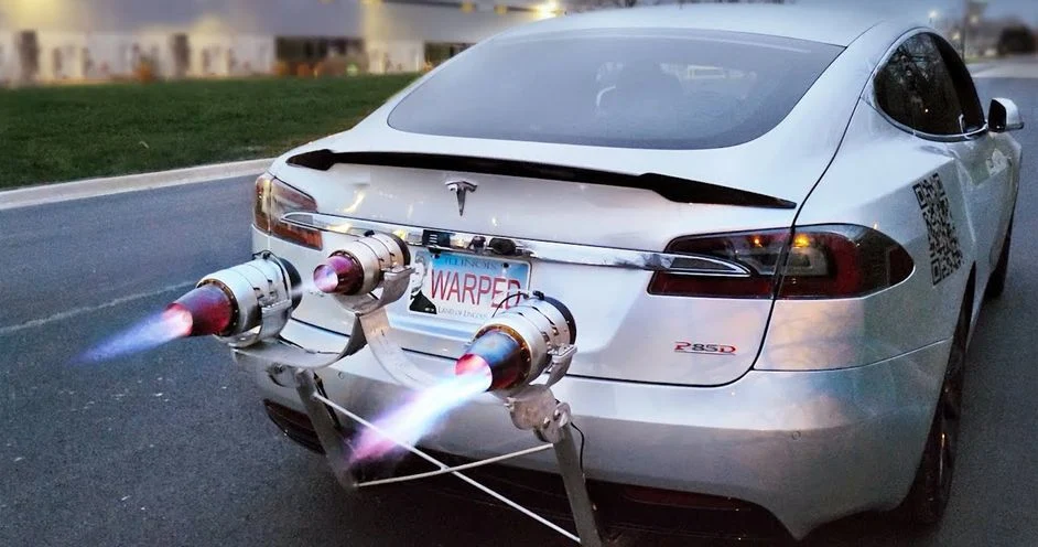 Tesla Model Swith Jet Thrusters (Warped Perception)