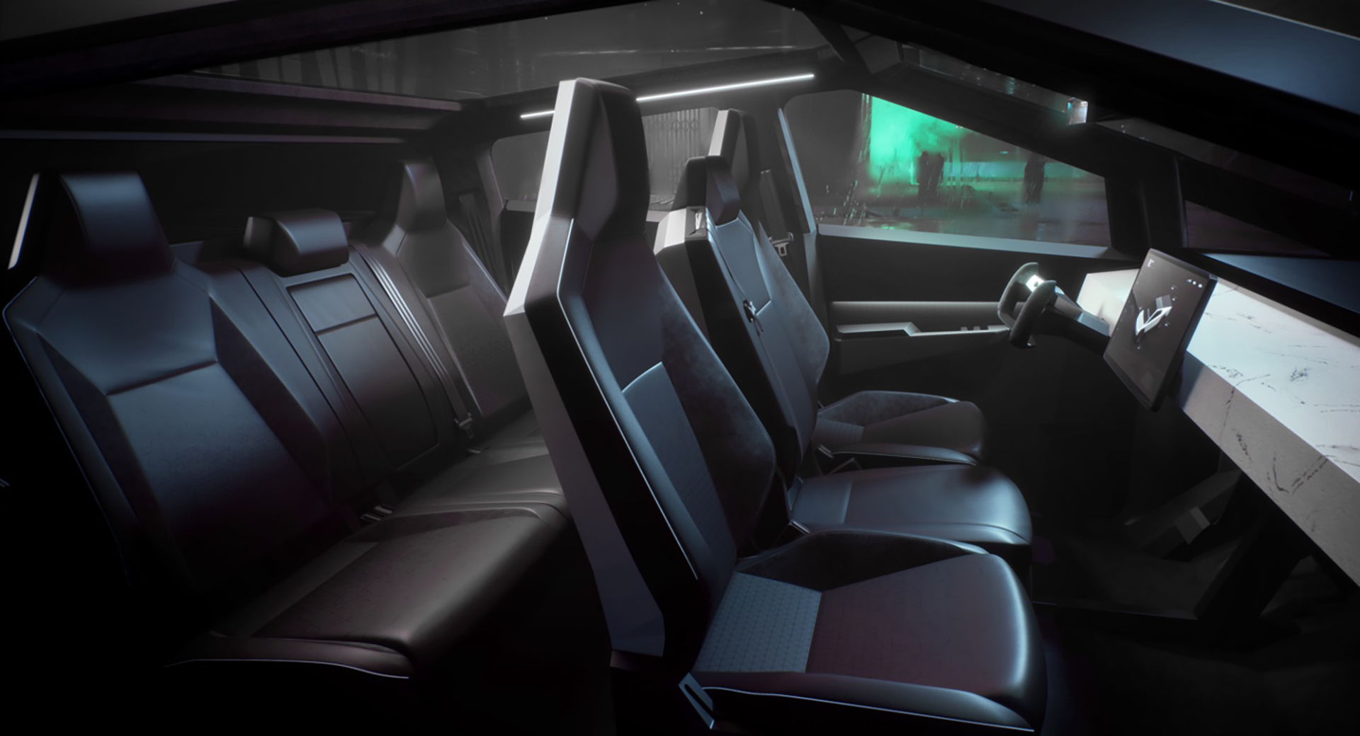Tesla Cybertruck interior - Tesla Cybertruck interior comes with foldable rear seats