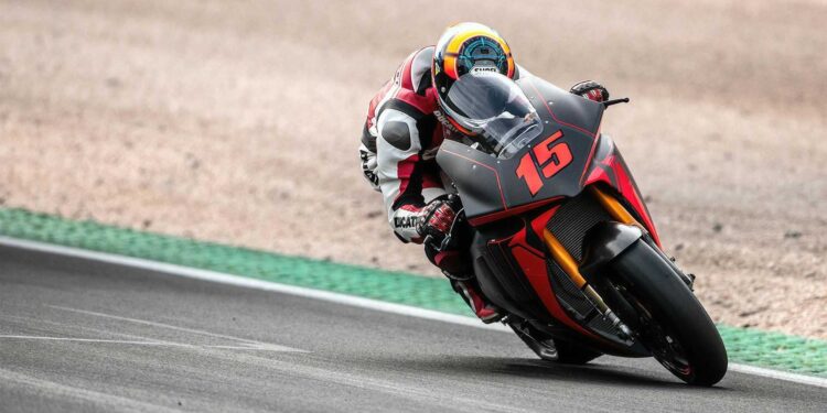 ducati v21l motoe 750x375 - Ducati Testing 2023 MotoE Electric Prototype in the Vallelunga track