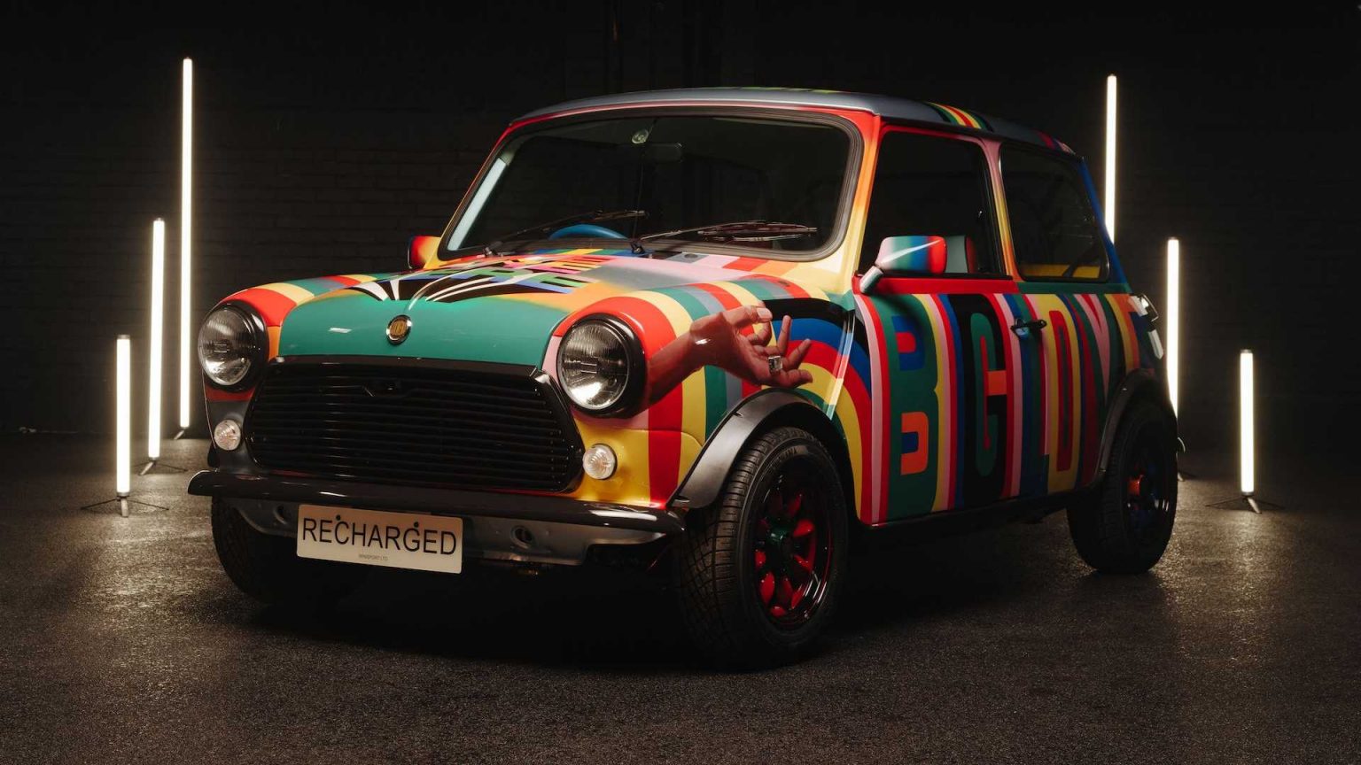 Mini collaboration with Lakwena Maciver make Mini Recharged art car