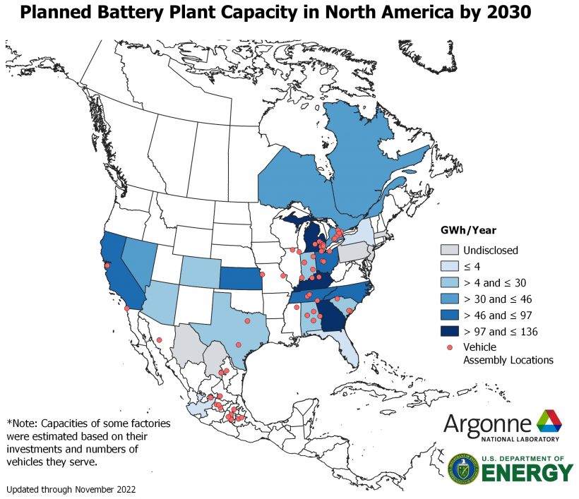 FOTW 1271 - Georgia, Kentucky, and Michigan to Lead EV Battery Manufacturing in the US by 2030