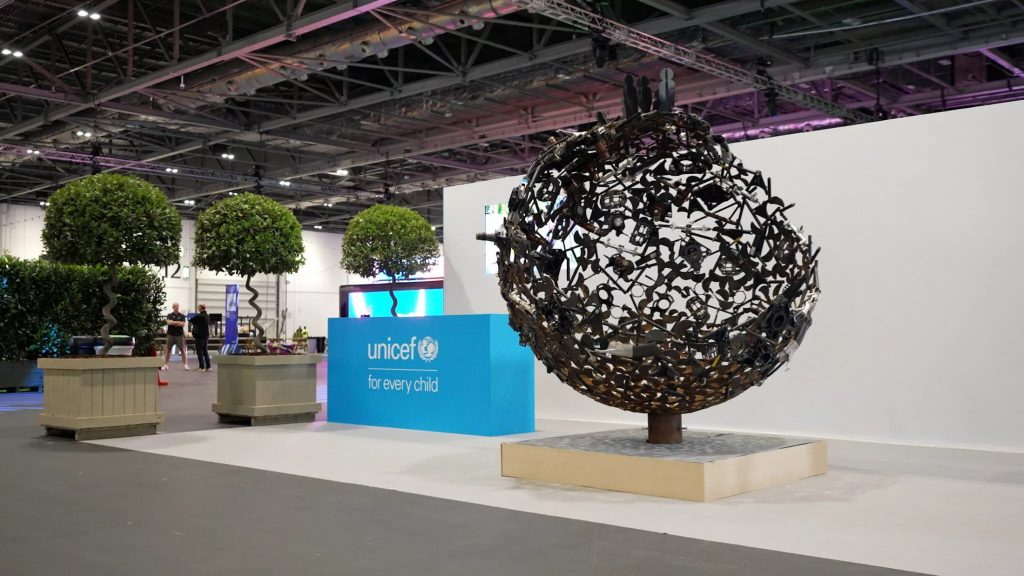Formula E Transforms Old Racecar Parts into Sculpture Advocating Climate Action