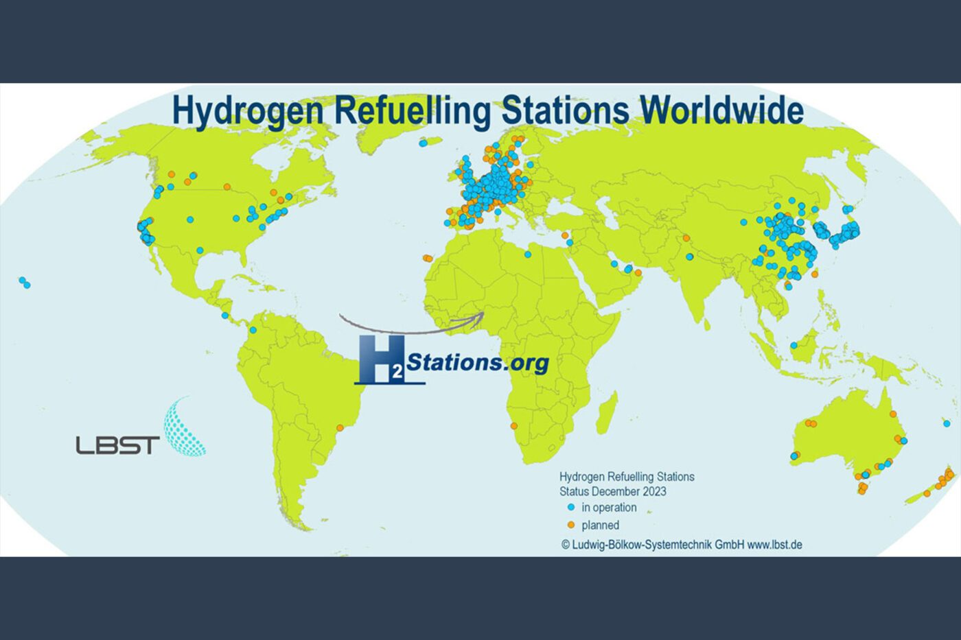 h2 stations global 2023 1400x933 1 - Global Hydrogen Refuelling Stations Reach 921, Reflecting Ongoing Expansion in 2023