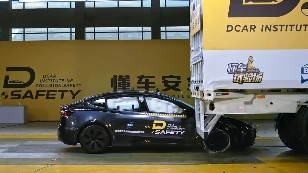 Tesla Model 3 Passes Tough Rear-End Truck Collision Test, Outperforming 30 Vehicles