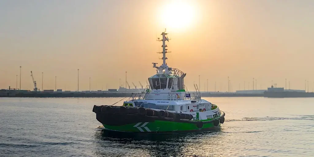 Damen’s RSD-E Tug 2513 Bu Tinah Sets Guinness World Record as the Most Powerful Electric Tugboat