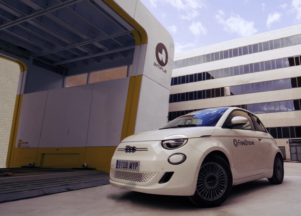 Fiat Launches Battery-Swapping EV Fleet Pilot in Madrid with Ample and Free2move Fiat 500e Battery Swap