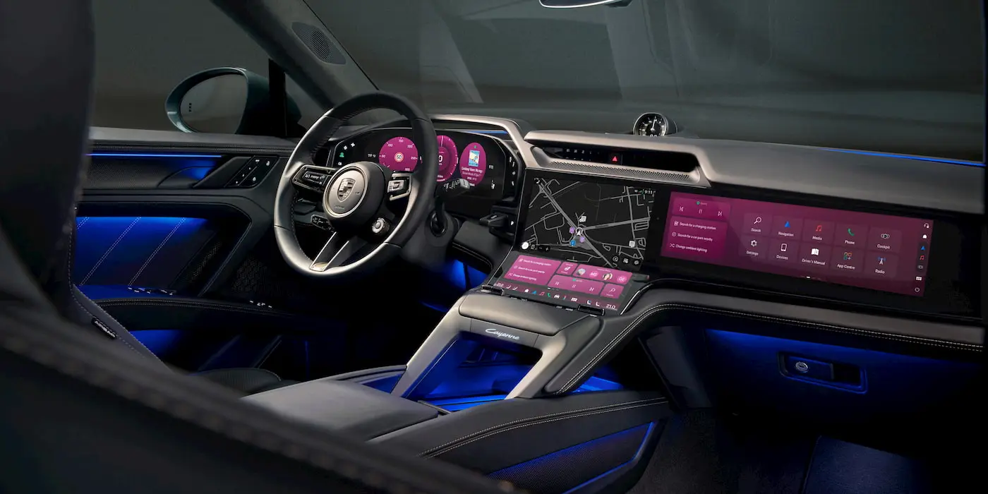 The interior of the Porsche Cayenne EV