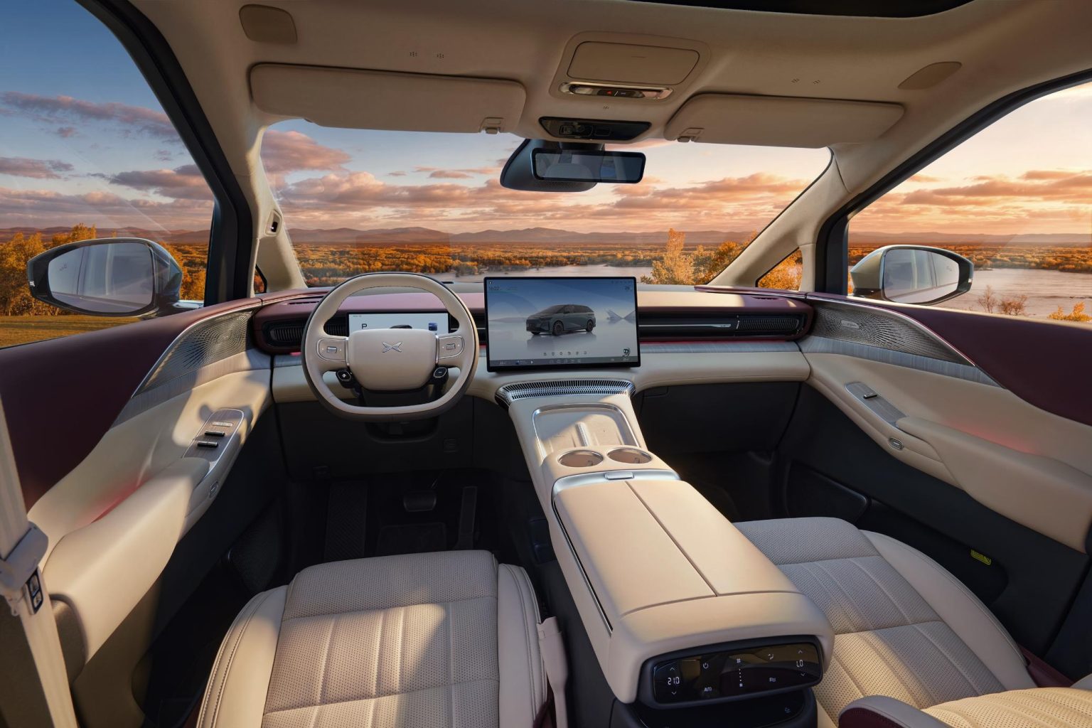 Xpeng Unveils Interior of X9 EREV with AI Lighting and 4.2-Meter Wood Panel