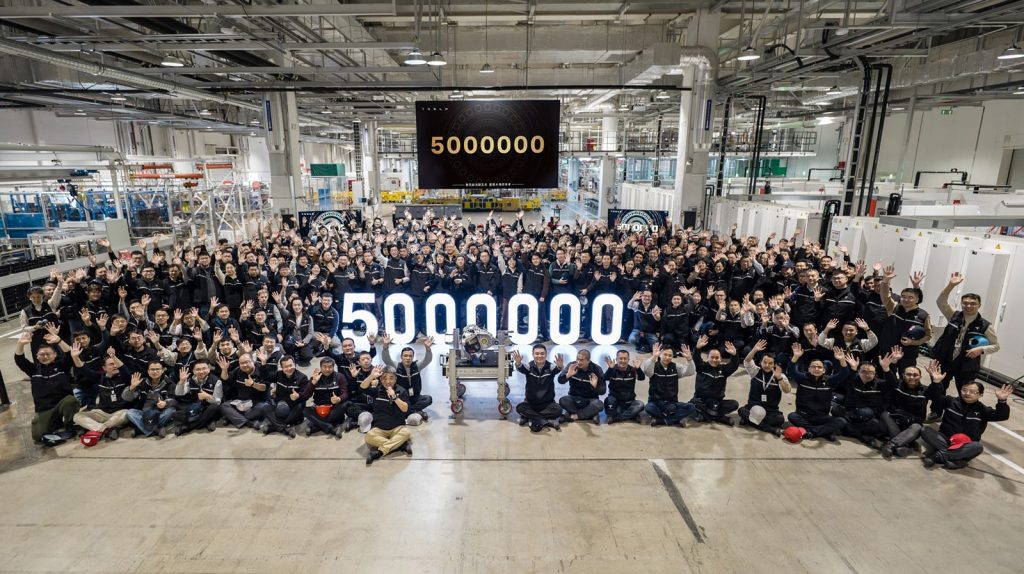 Tesla Marks 5 Million Electric Drive Systems Produced at Shanghai Factory