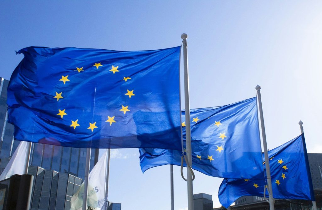 European Parliament Backs Amendment Easing CO₂ Credit Rules For Truck Manufacturers blue and yellow flag on pole